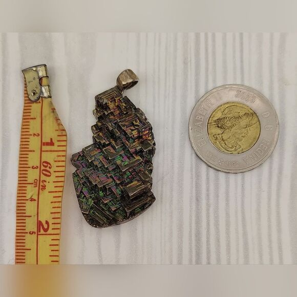 Bismuth Crystal Iridescent Rainbow Metal Jewelry Silver Vintage Natural - Picture 14 of 15